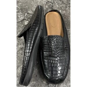 Comfortview The Estelle Womens Slip On Croc Embossed Mule Black Sz 11WW
